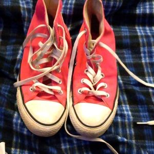 Pink high top converse